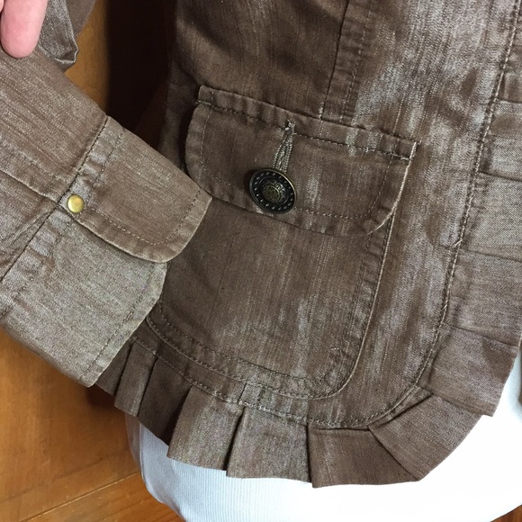 Jacket Blazer SZ Small Brown w/Sheen Ruffles NWT - Picture 6 of 8